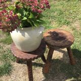 Pair of brutalist tripod stools
