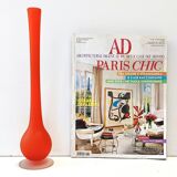 Orange Blown and Etched Glass Tulip Vase by Carlo Moretti, Italy