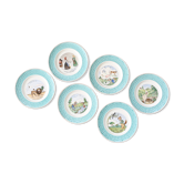 6 assiettes à dessert, Saint Amand, Fables de La Fontaine manufacture française, vintage