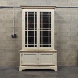 Old school library, white patinated two-body dresser, year 1888