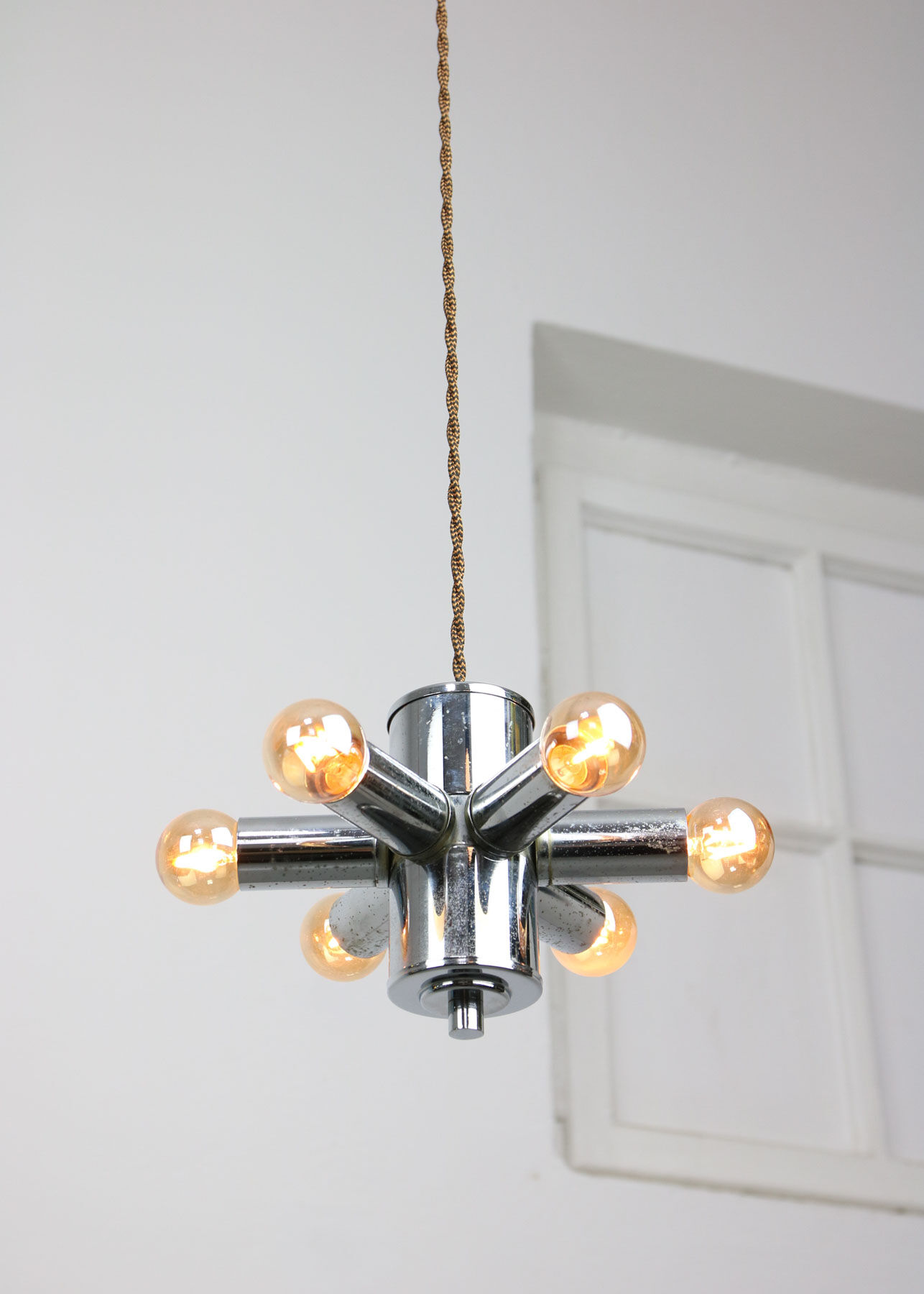 Vintage Italian Chrome Lamp Duo, 70s