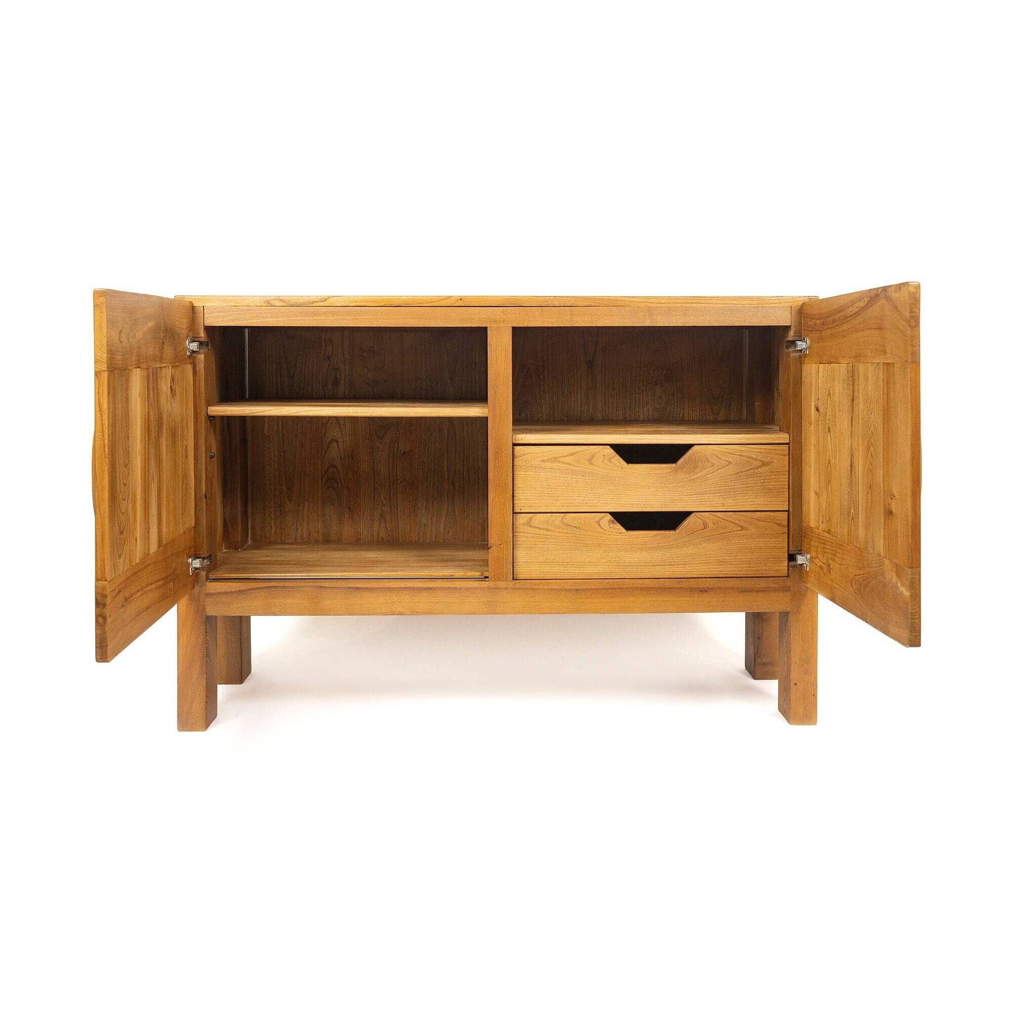 Two-door buffet in solid elm from Maison Regain, c. 1970.