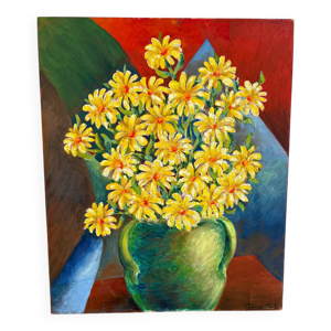 Bouquet de fleurs signé