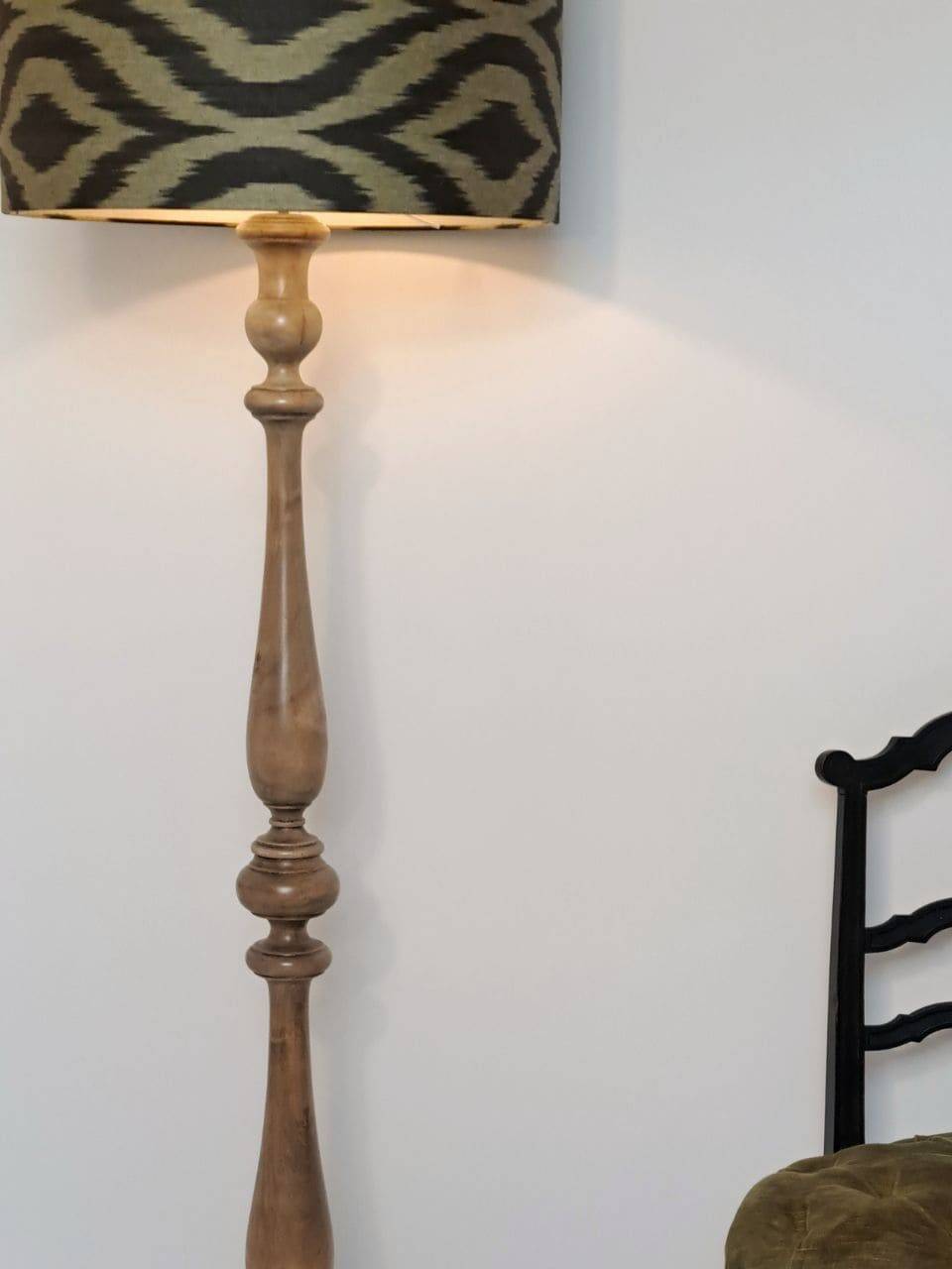 Vintage turned wooden floor lamp