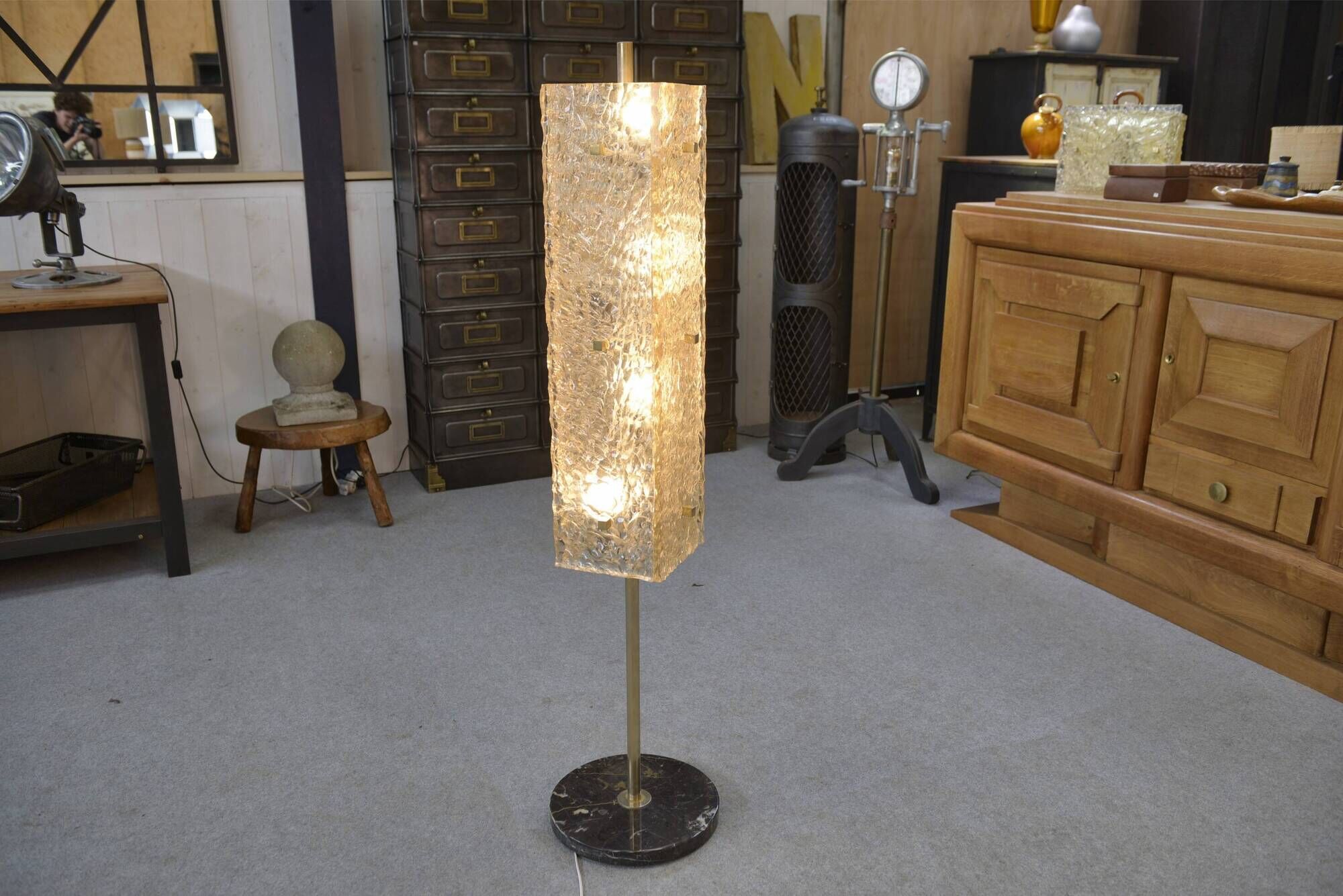 Floor lamp by Pierre Disderot for Dallux, resin and marble, 1960s.