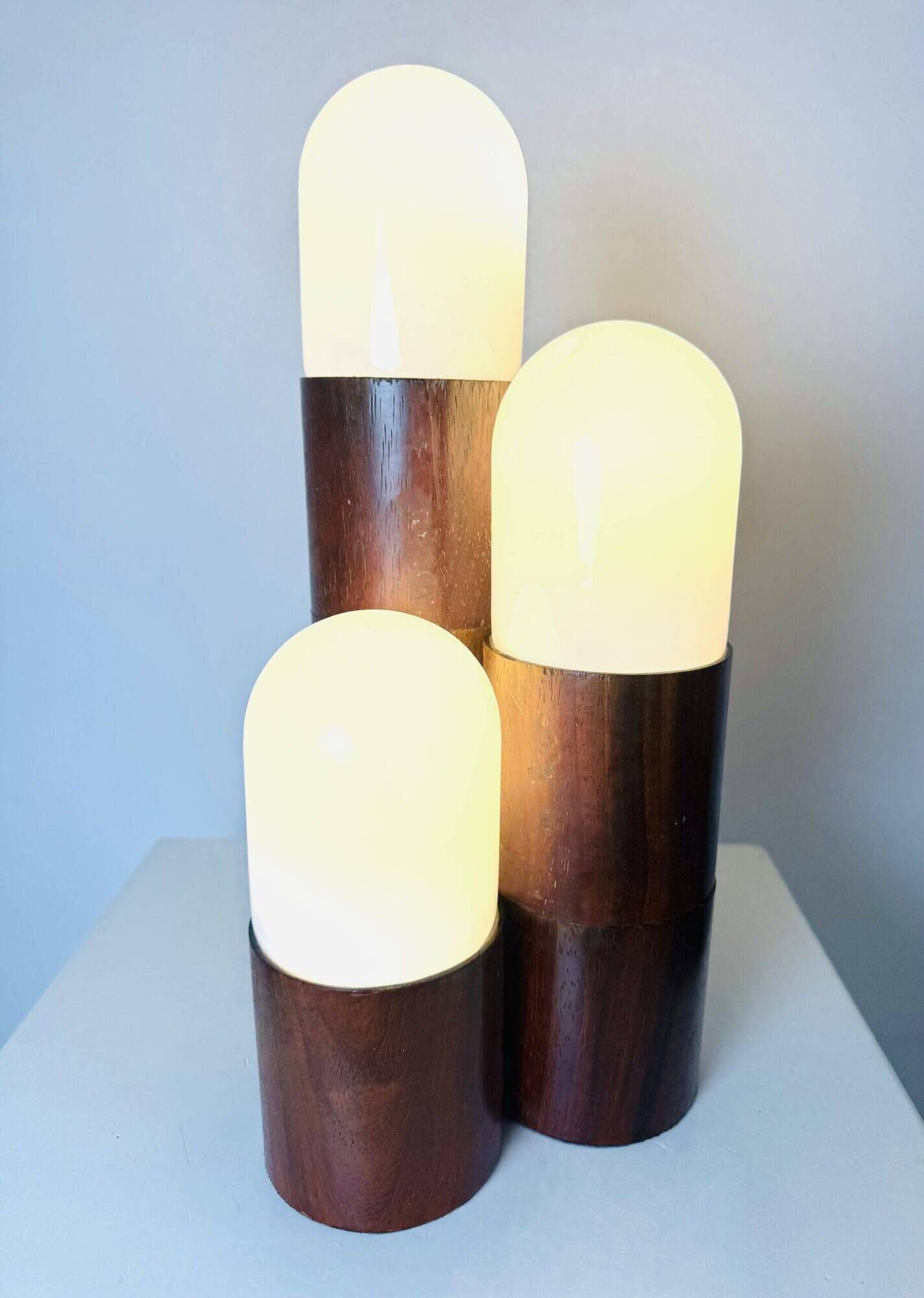 Sculptural Dome Table Lamp In Cylindrical Rosewood, Brasil Circa 1960