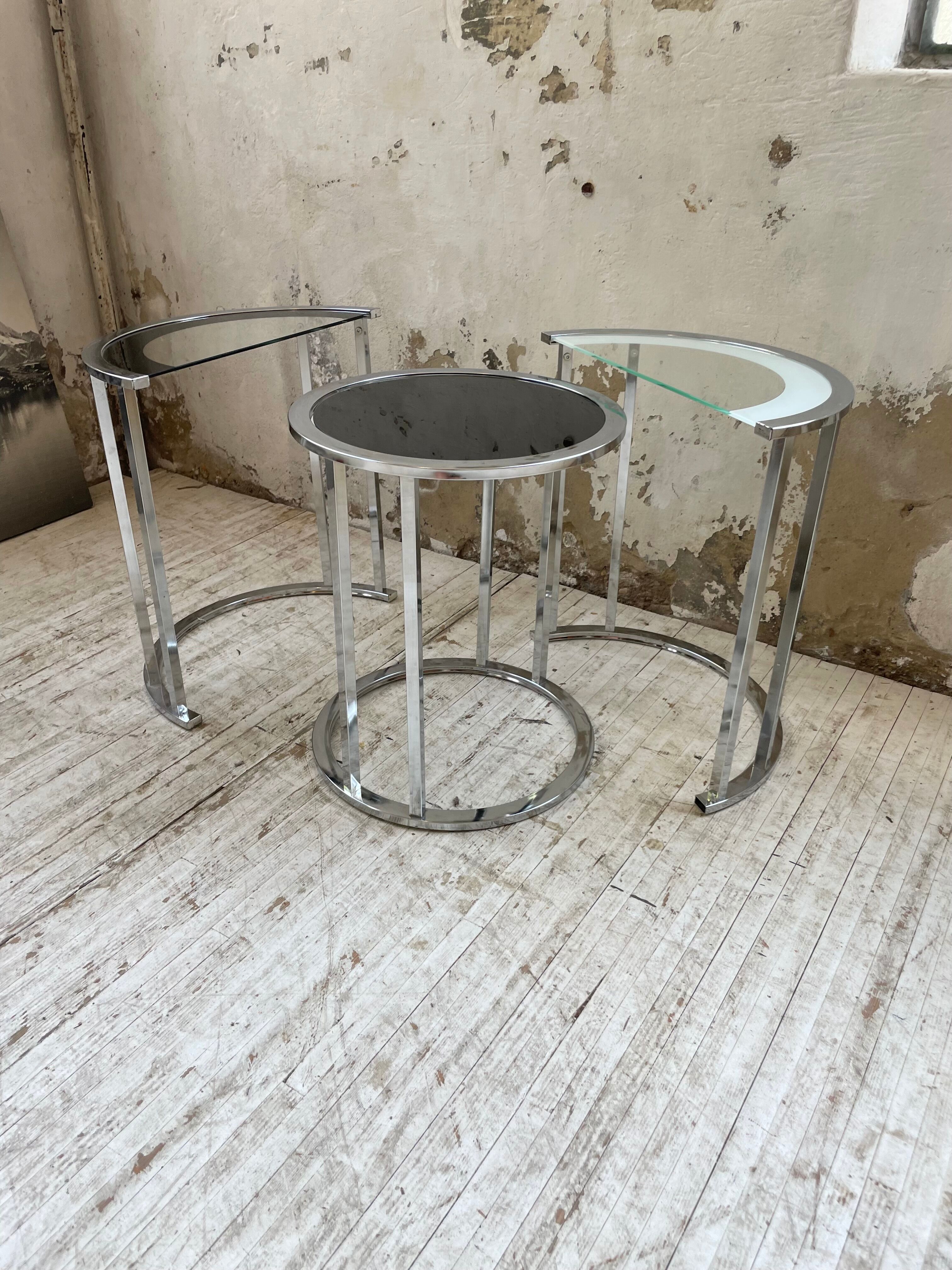 Trio of 70s chrome consoles