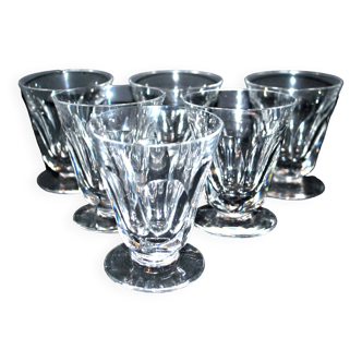 Lot 6 verres à vin gobelet en cristal taillé à côte plate Saint-Louis Béarn? Proche Talleyrand 7.5