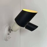 Pair of vintage adjustable wall lights, black and white, Raak Netherlands 1970