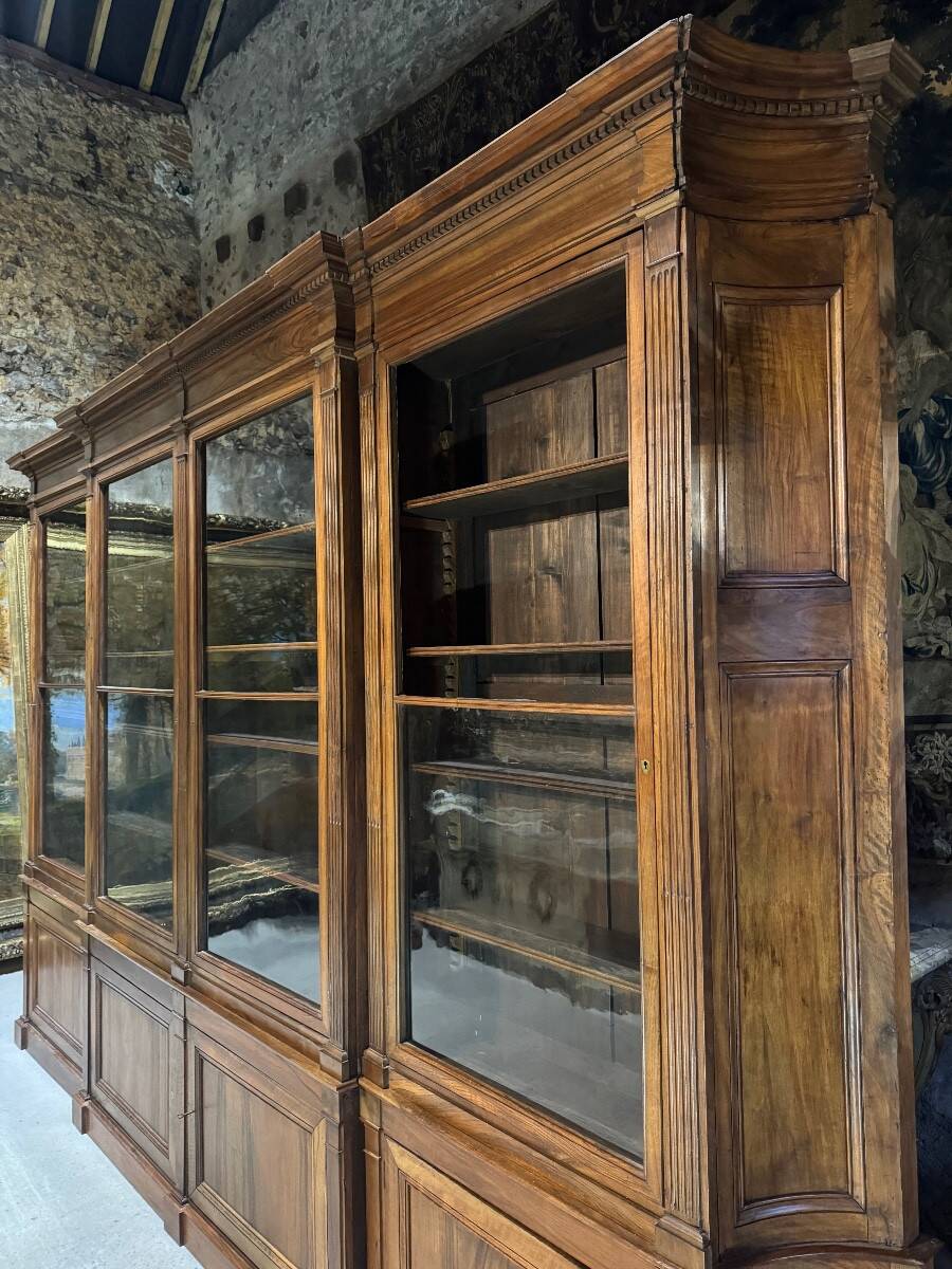 Louis XVI style library from the late 18th century in walnut.