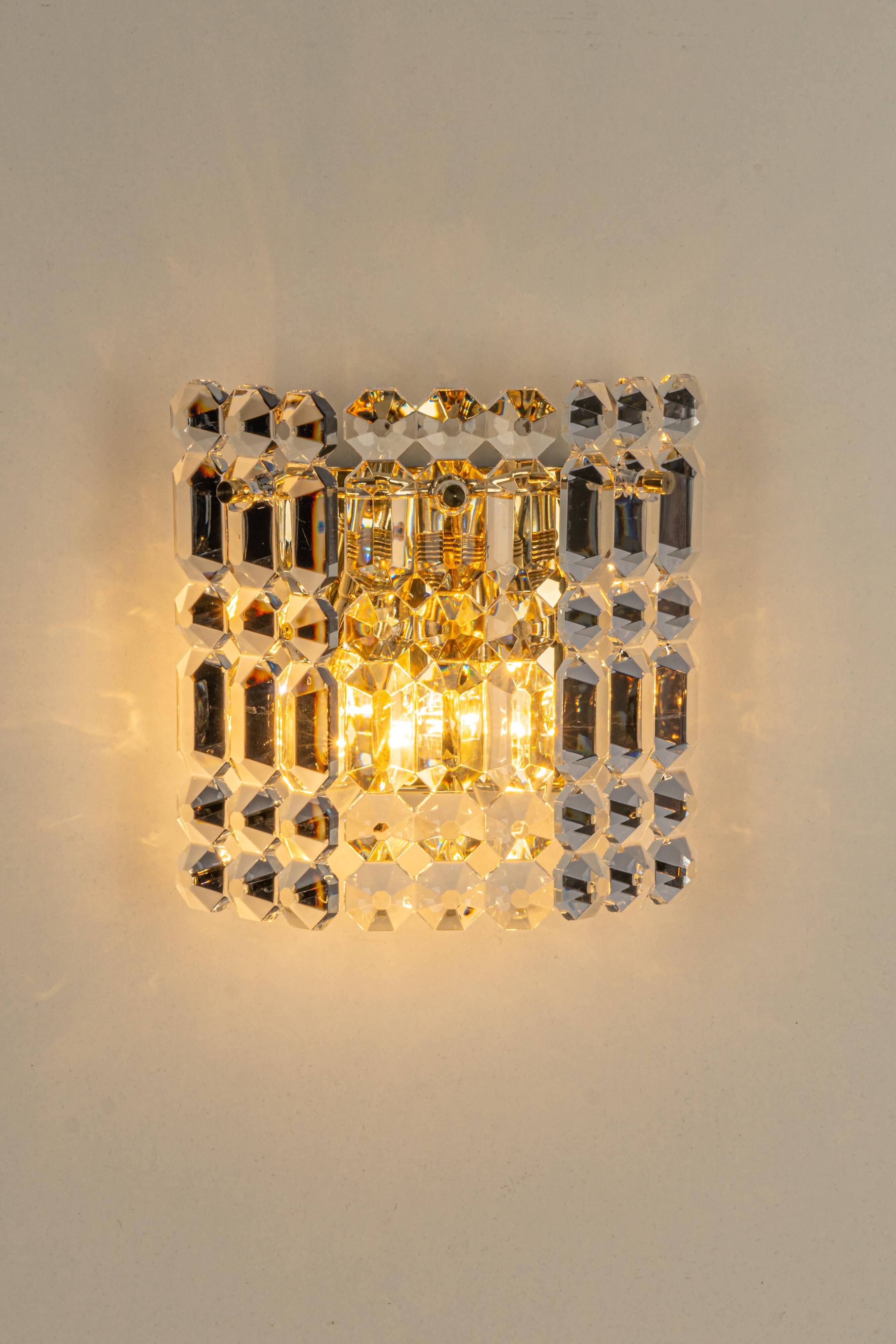 pair of crystal wall lights by Kinkeldey, Germany, 1970s.