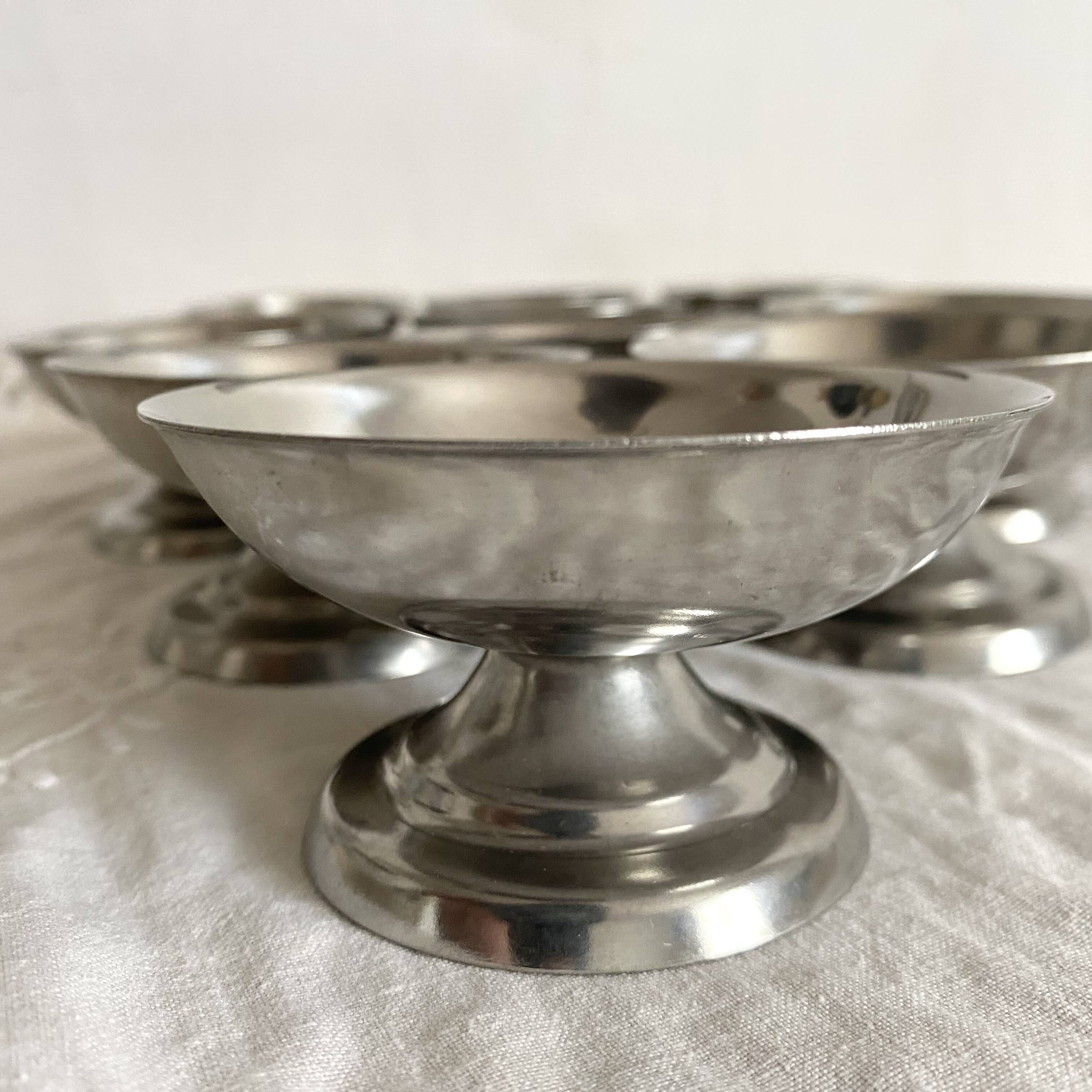 New stainless steel ice cream cups on pedestals, 1960s-70s