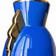 Belgian Art Deco blue vase with metallic lustre, stepped handles, 1930s