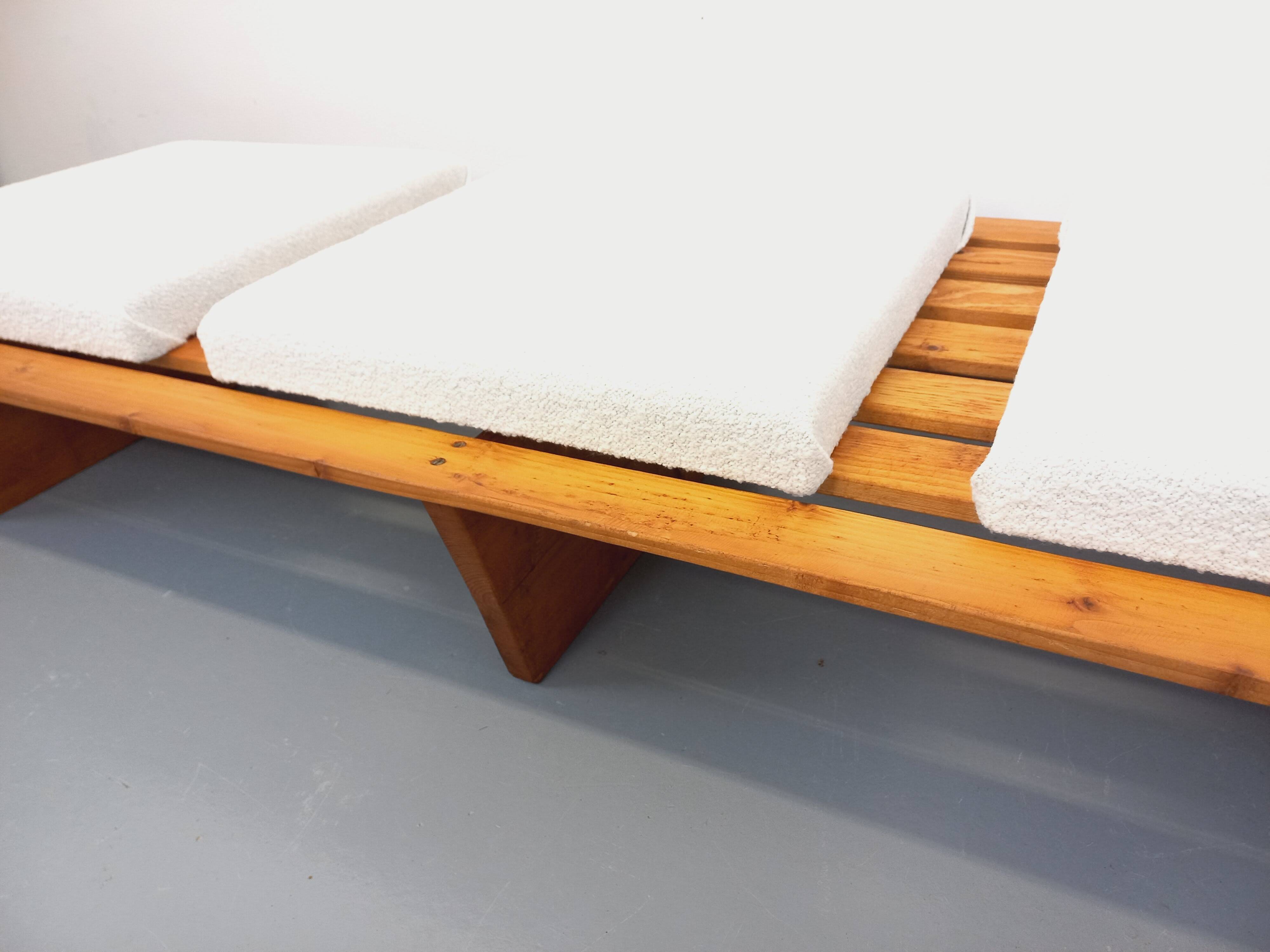 Pair of vintage  Perriand style  pine benches