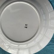 6 small plates with yellow borders and floral pattern gold antiques