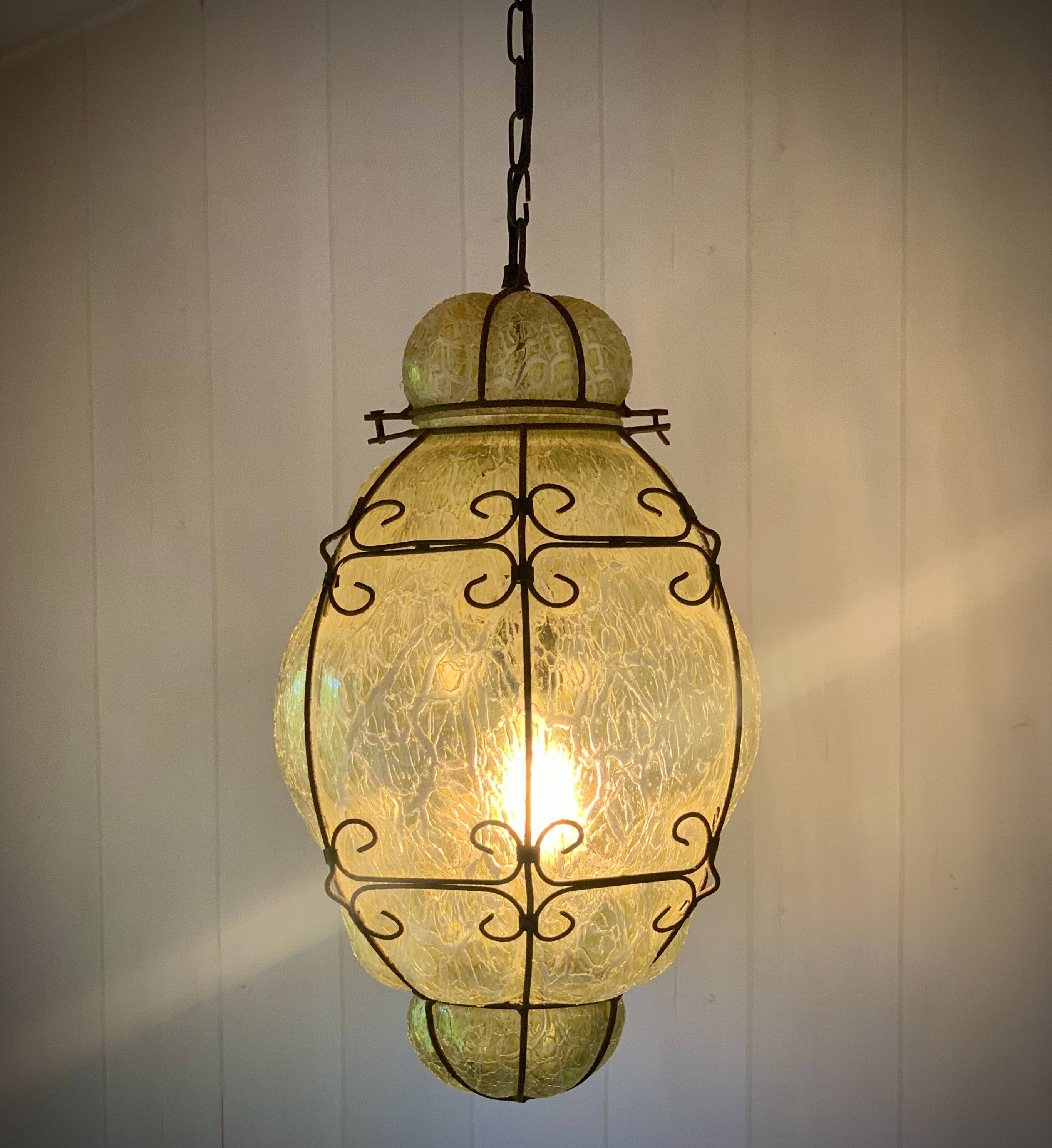 Large Venetian cage lantern in murano glass