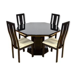 table & 4 chaises vintage