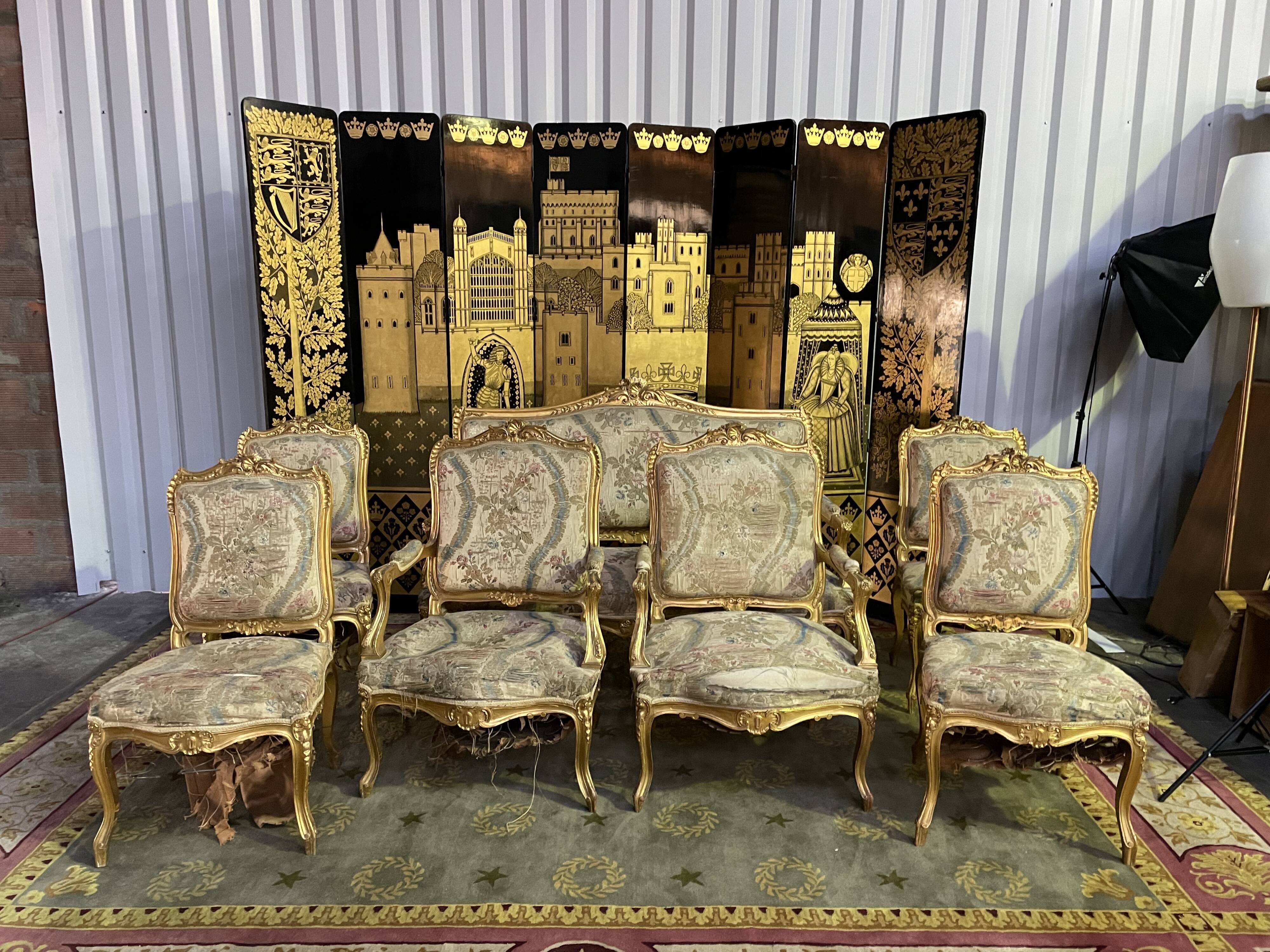 Complete living room louis style gilded wood