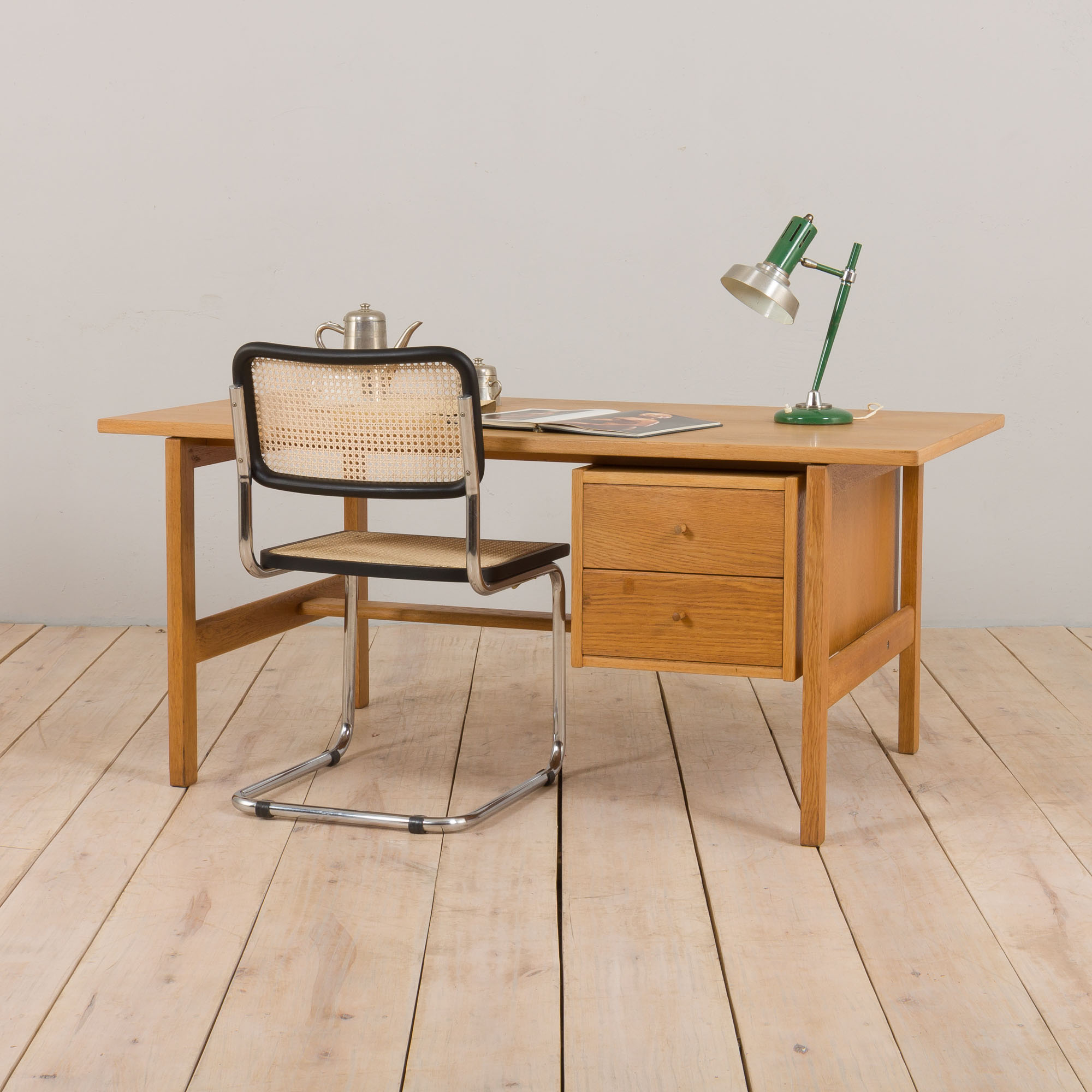 Danish Oak Model 156 Writing Desk by Hans J. Wegner for Getama, 1970s