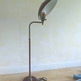 Floor lamp from the 50s in red-brown enameled sheet metal and golden brass -