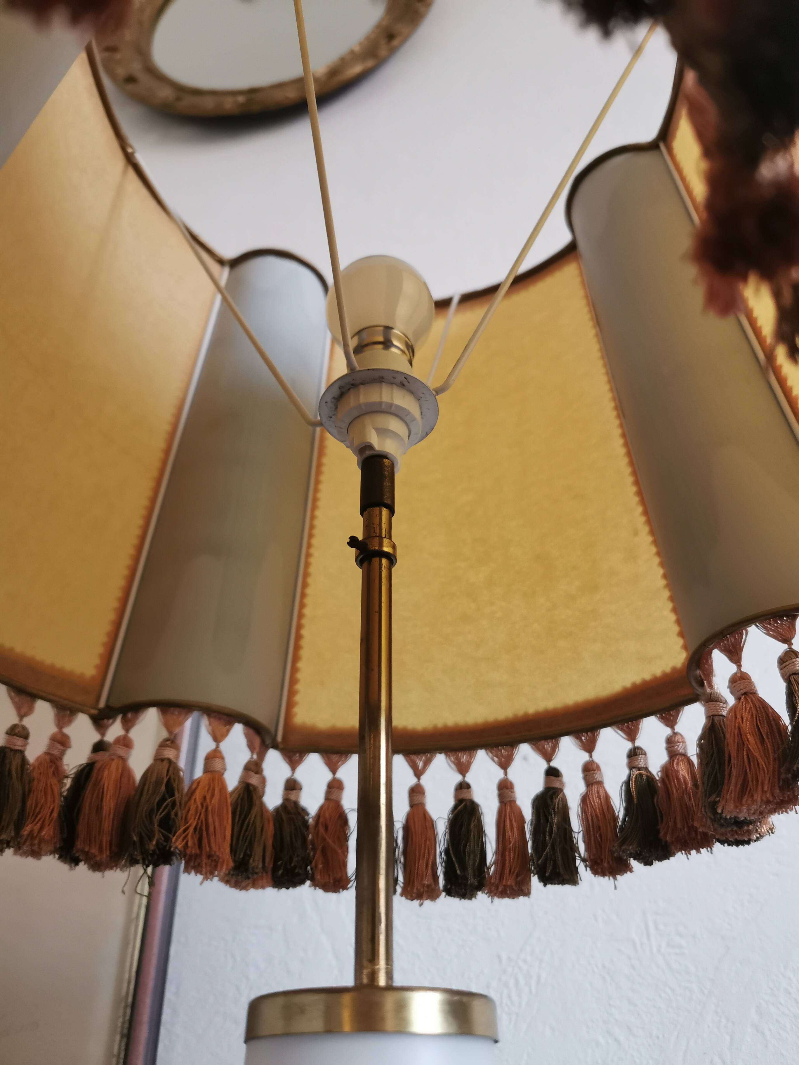 Large opaline and brass table lamp from the 60s