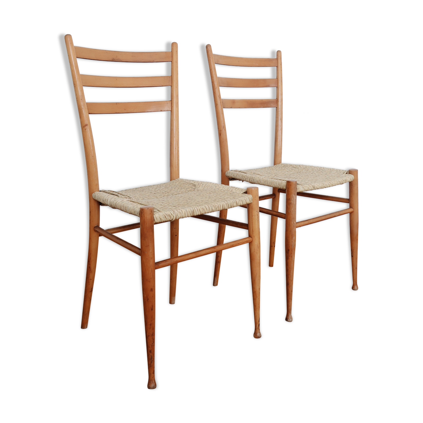 Pair of Scandinavian straw chairs