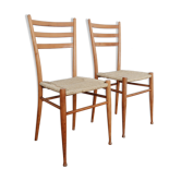 Pair of Scandinavian straw chairs