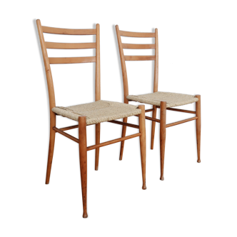 Paire de chaises scandinaves paillées