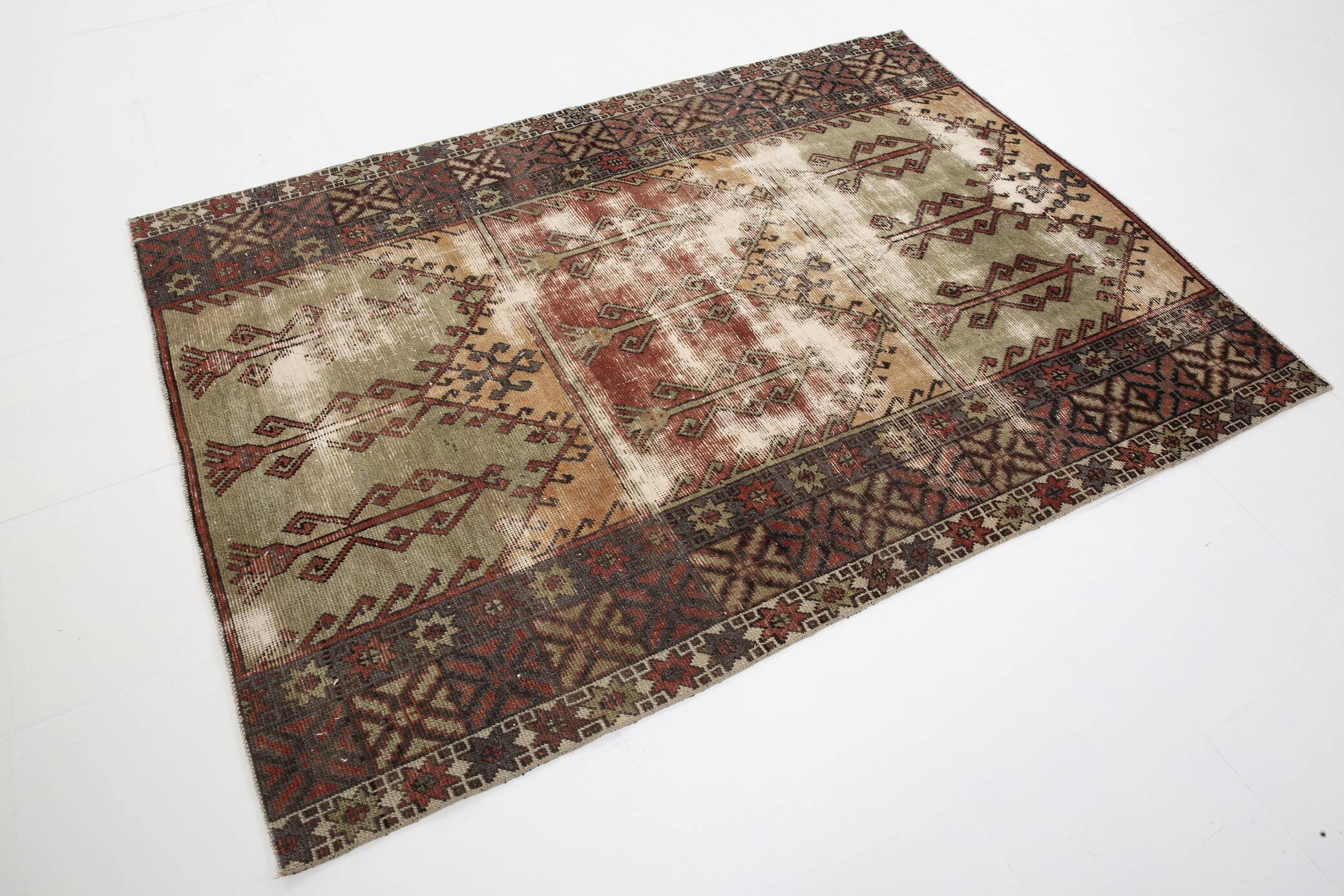 5x7 Classic Brown Red Handmade Vintage Rug, 151x214Cm SK 3054