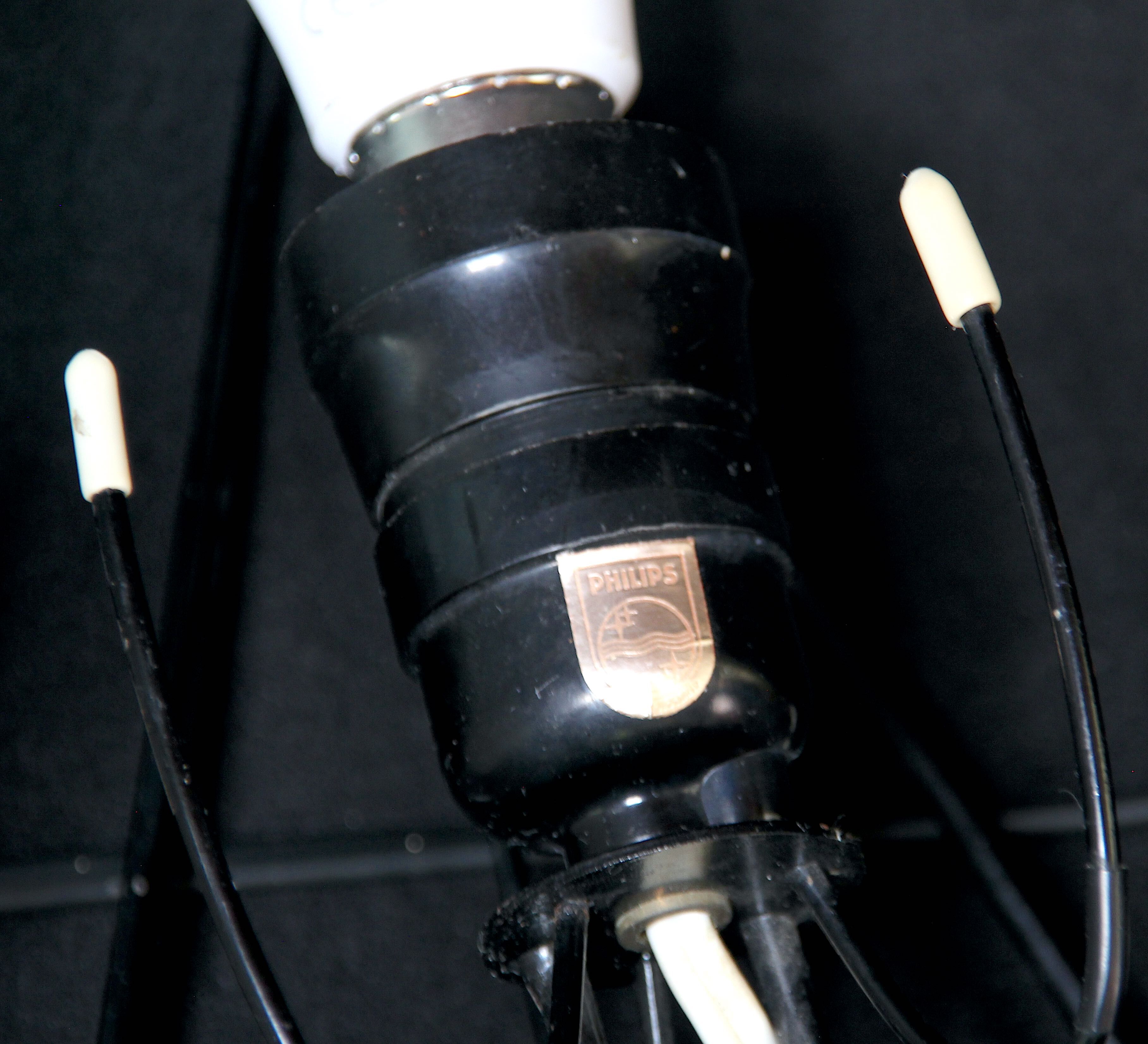 Pair of black and white opaline wall lamps, Louis Kalff 1970's, France