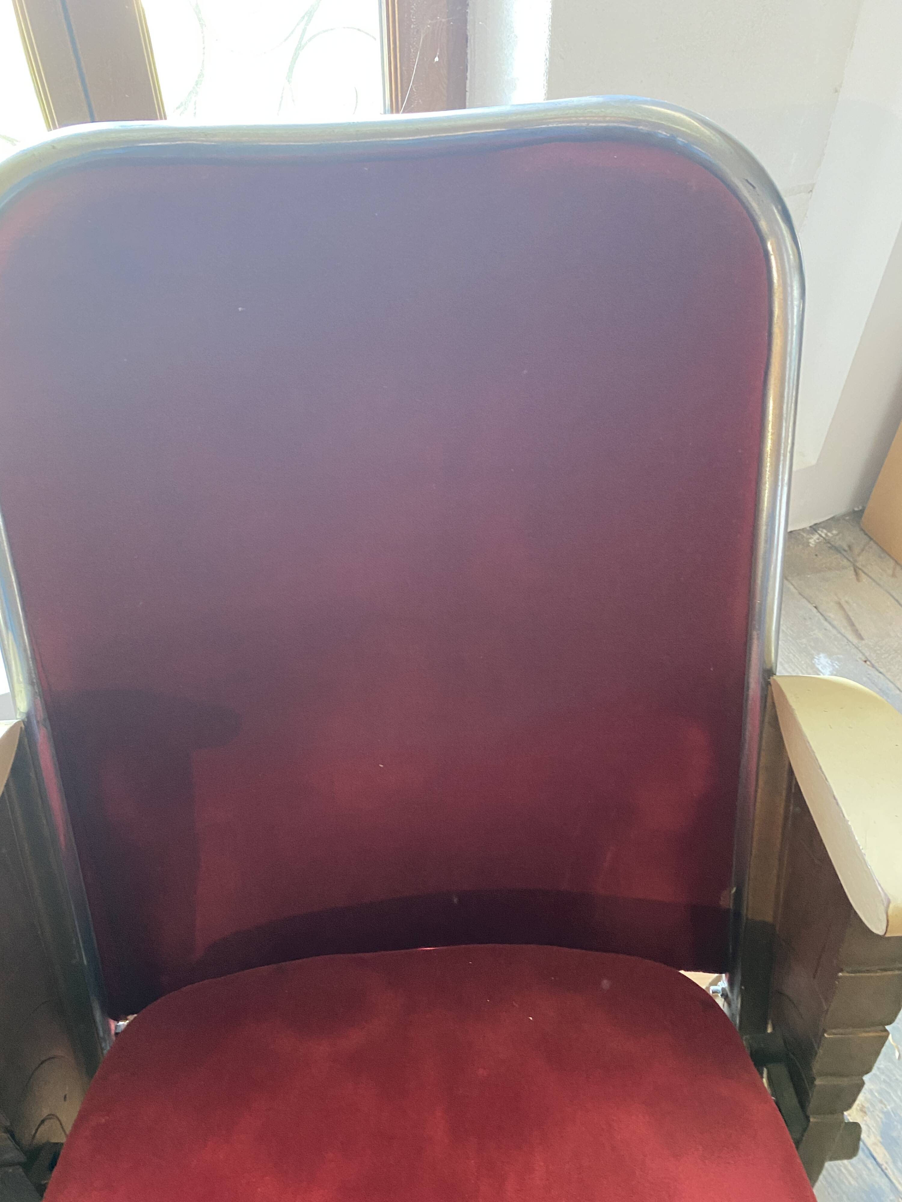 Burgundy velvet folding seat