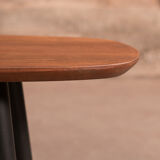 Tinted walnut coffee table with 4 black legs (100x40cm)