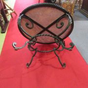 Low wrought iron 1950 marble top side table