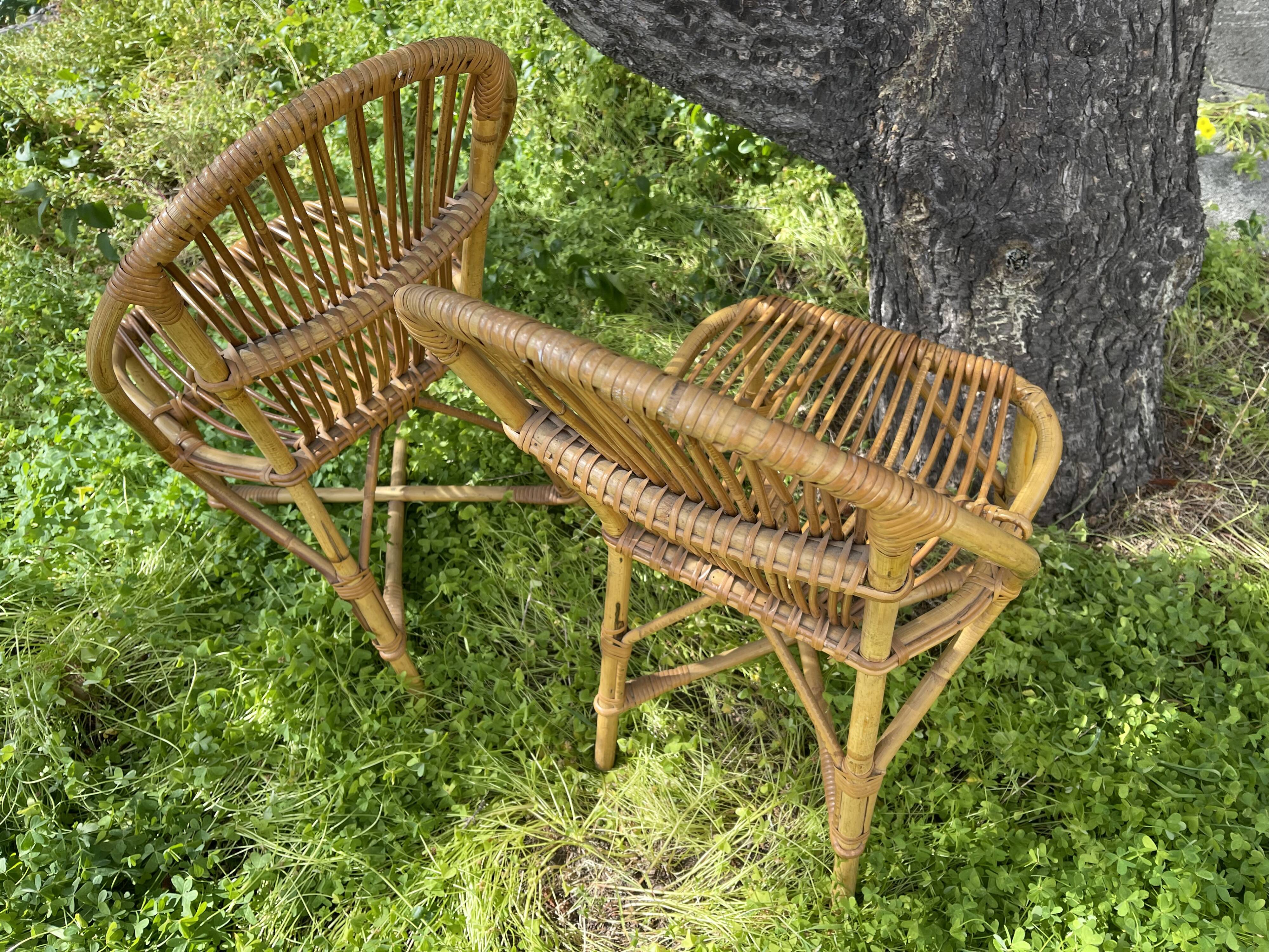 Paire de chaises rotin