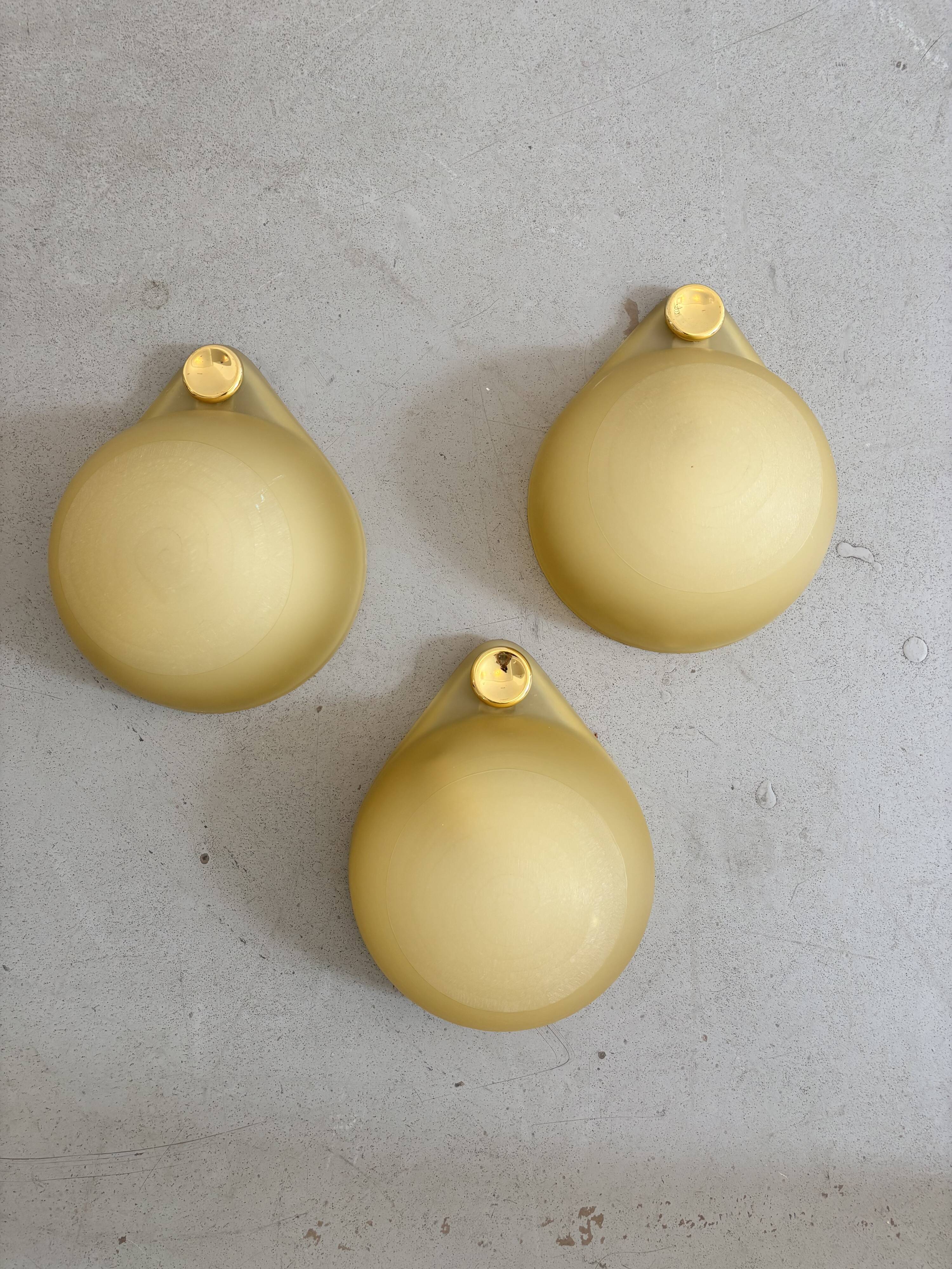 3 vintage glass paste wall lights