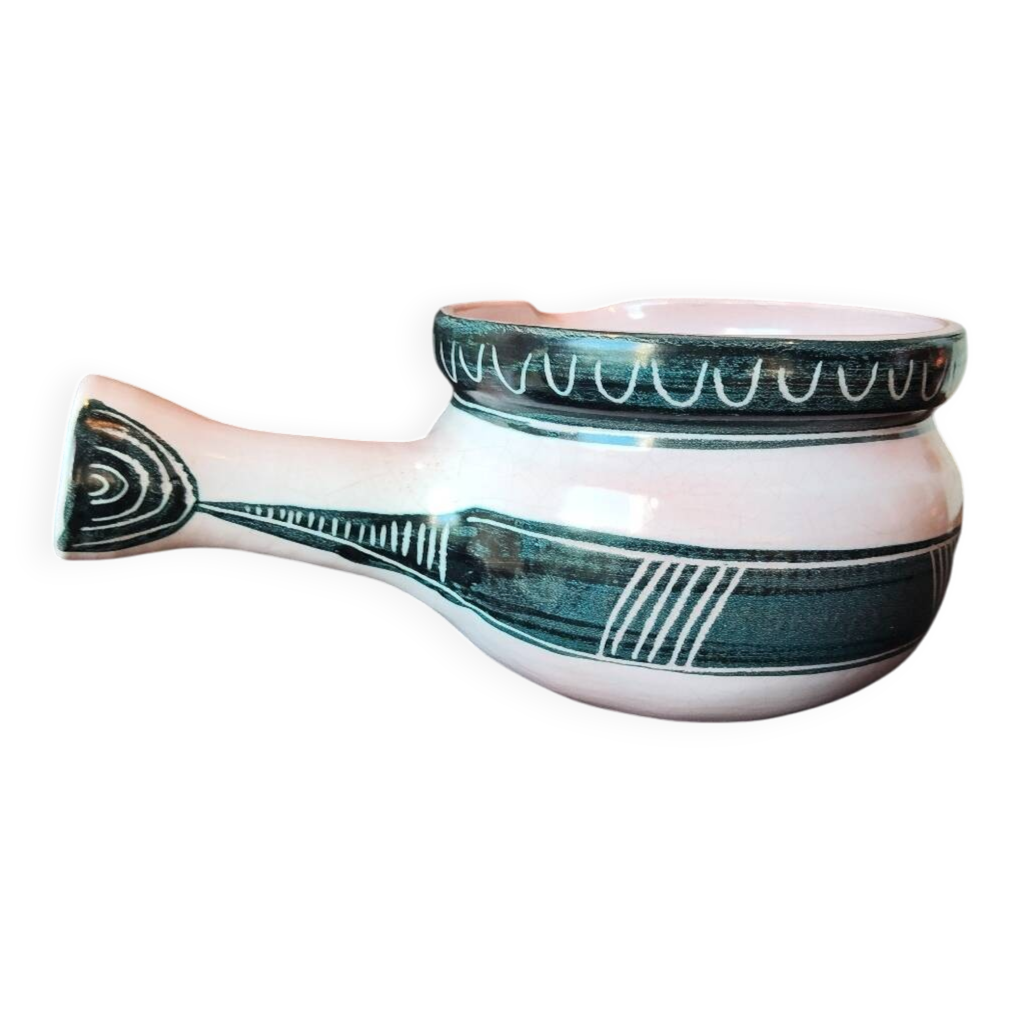 French artisanal ceramics – decorative pan in Capron style – year