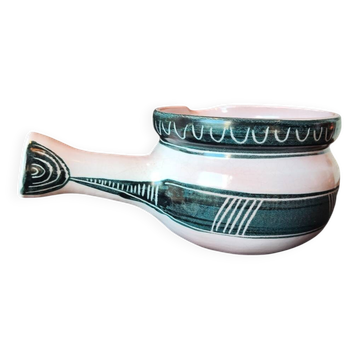 Céramique artisanale française – poêlon décoratif style Capron – année