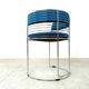 Set of 6 chrome wire and blue fabric dining chairs, 1970s