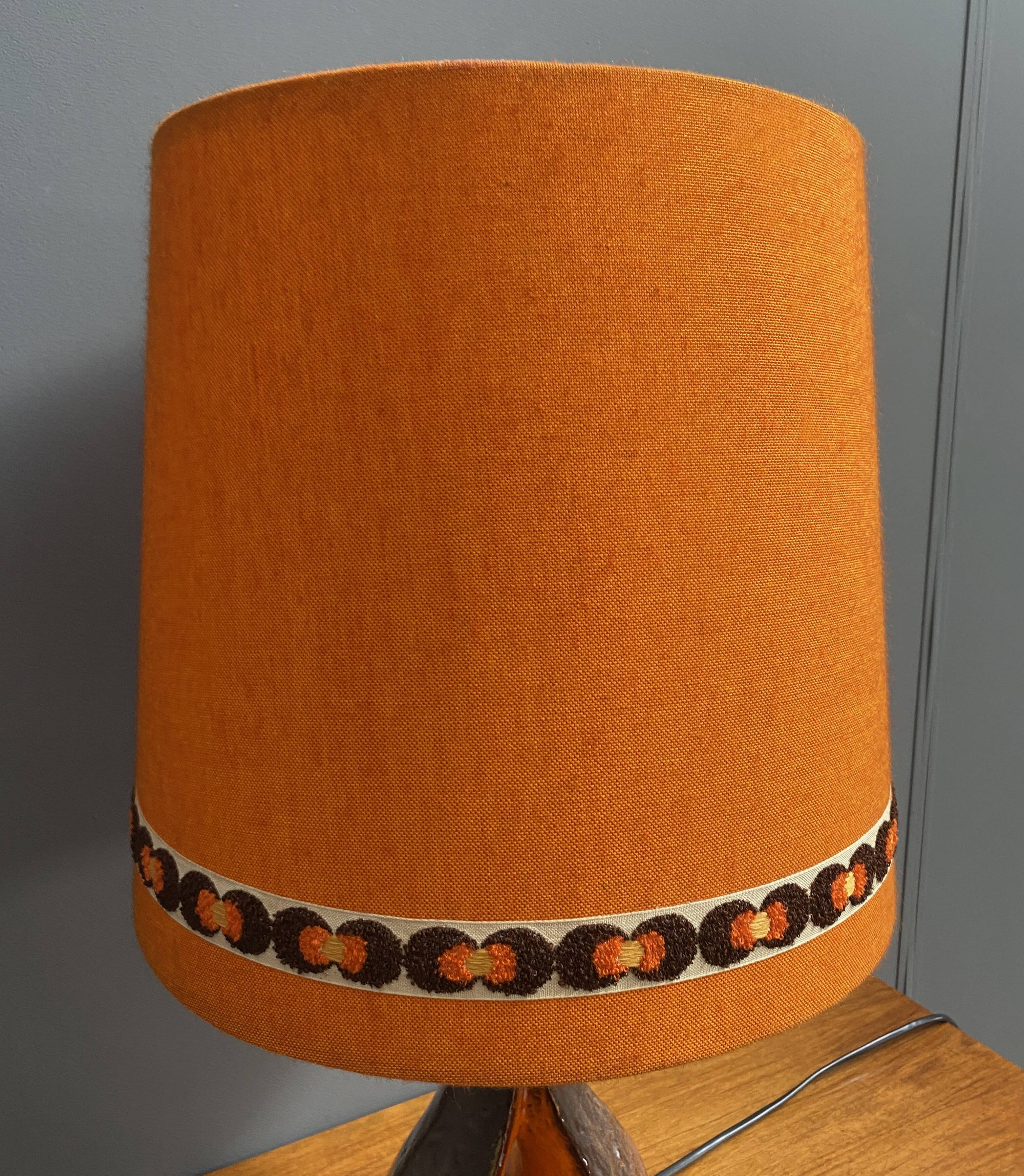 Ceramic orange / brown table lamp 1960s
