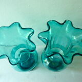 Pair of bride in blue duck glass vases of the 1920s