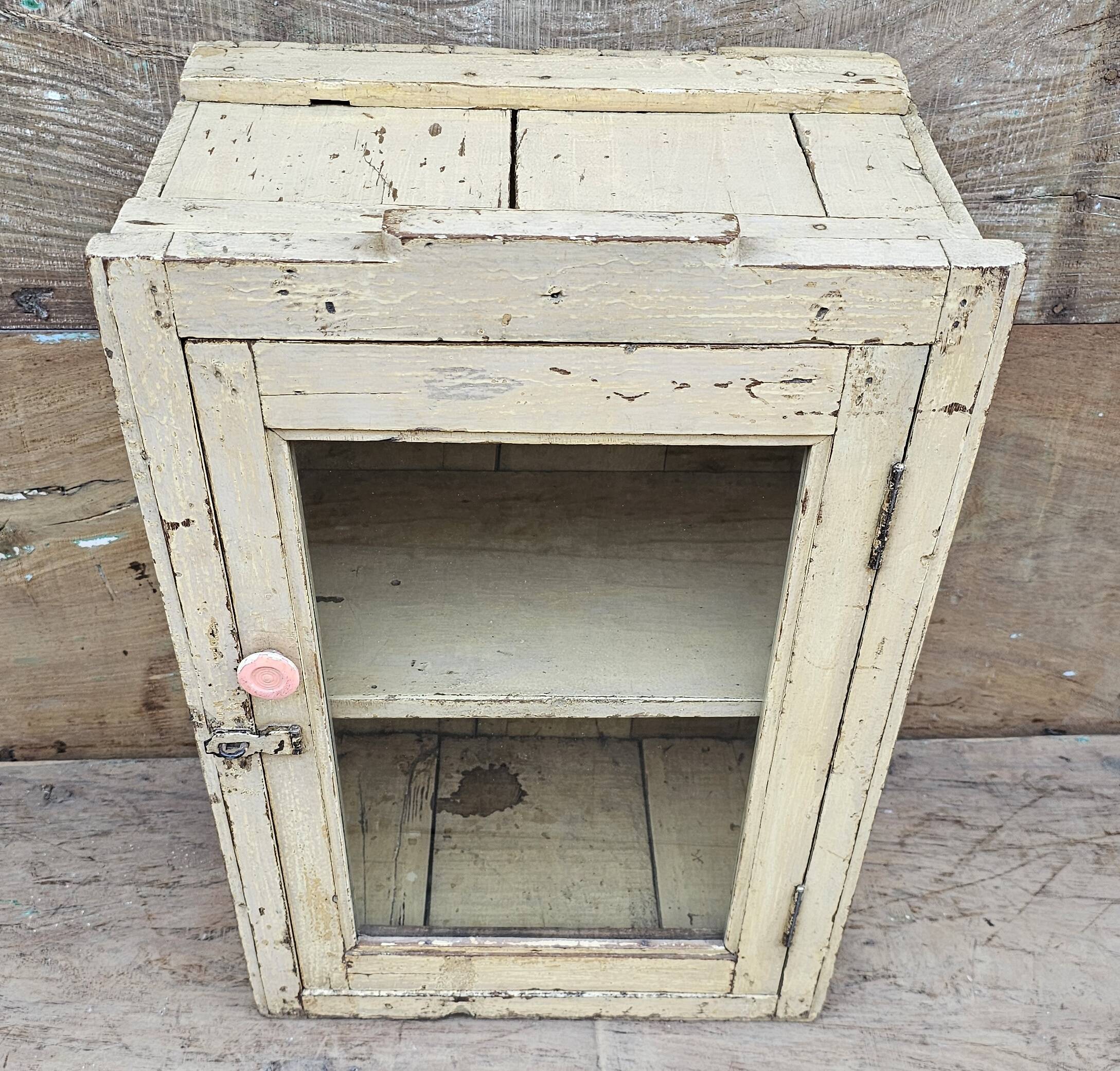 Antique Art Deco wall display cabinet in Burmese teak.