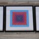 Trio Tableaux Vintage Art Optique - Victor Vasarely - Cadres 40x40cm