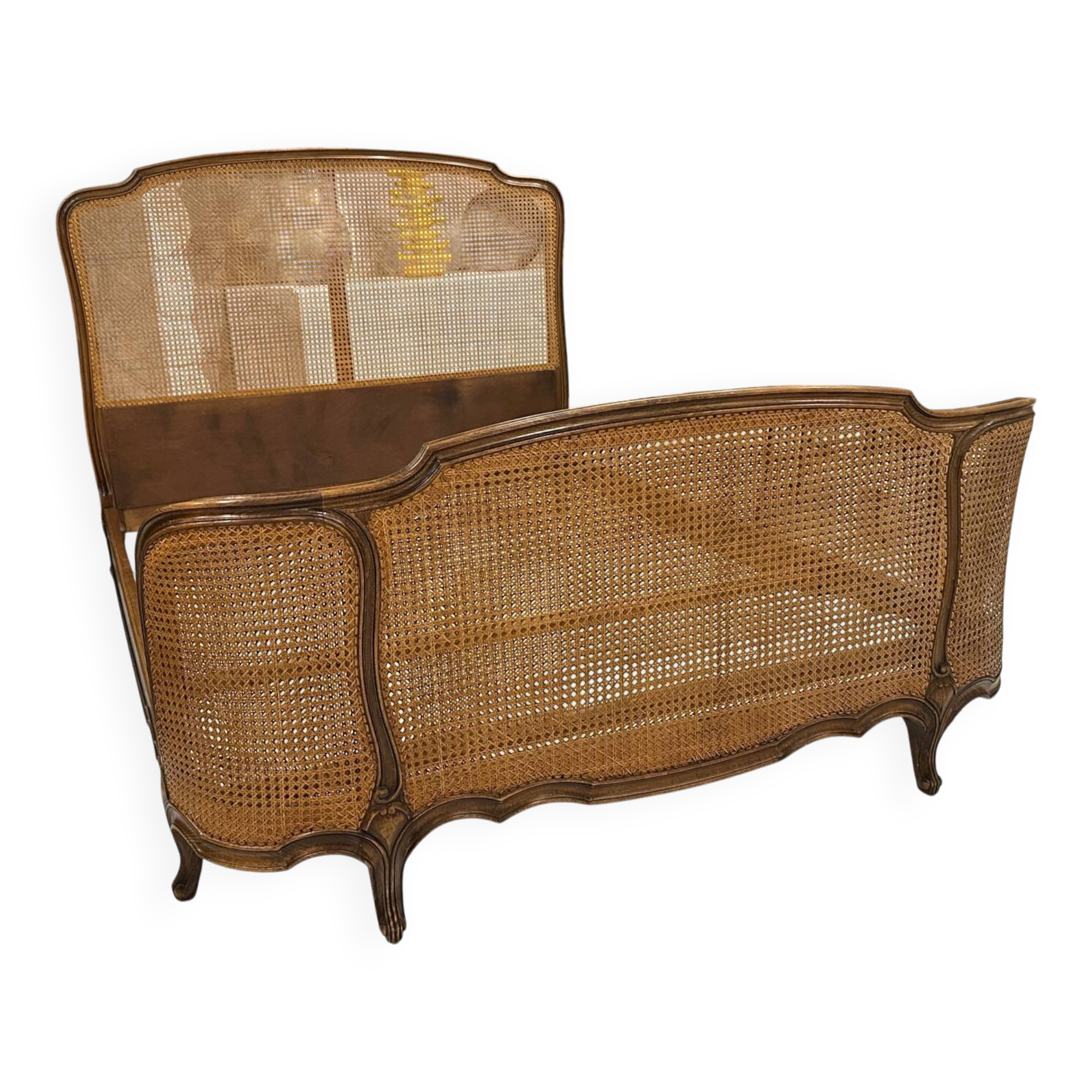 Double wicker basket in Louis XV style, 1950.