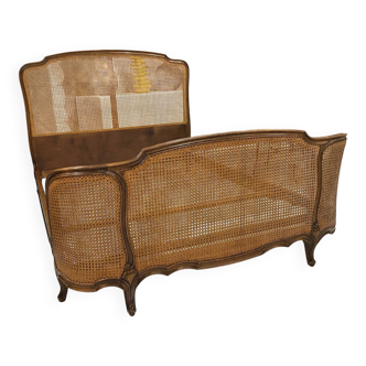 Double wicker basket in Louis XV style, 1950.