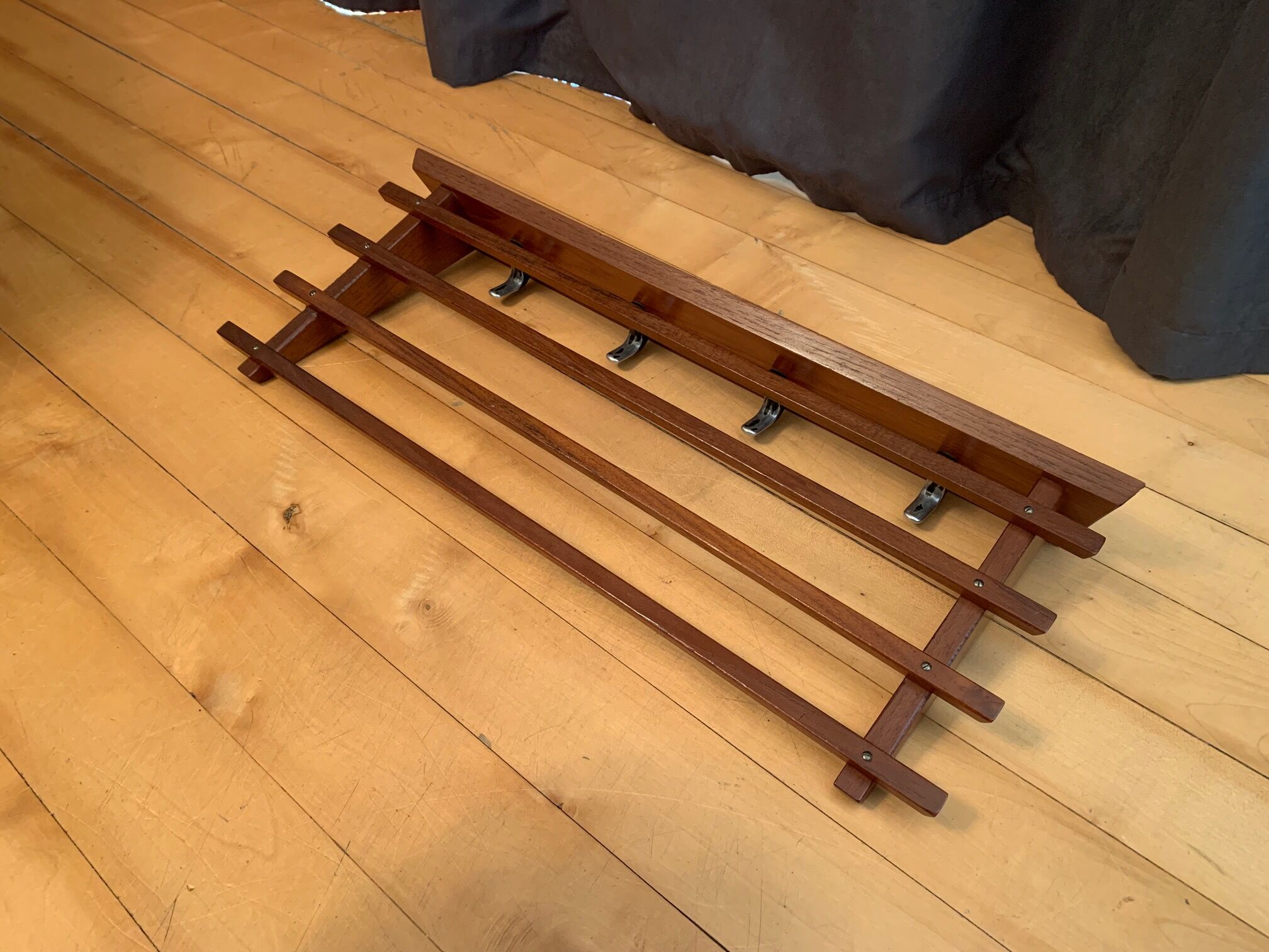 Teak wall coat rack, Denmark, 1960s