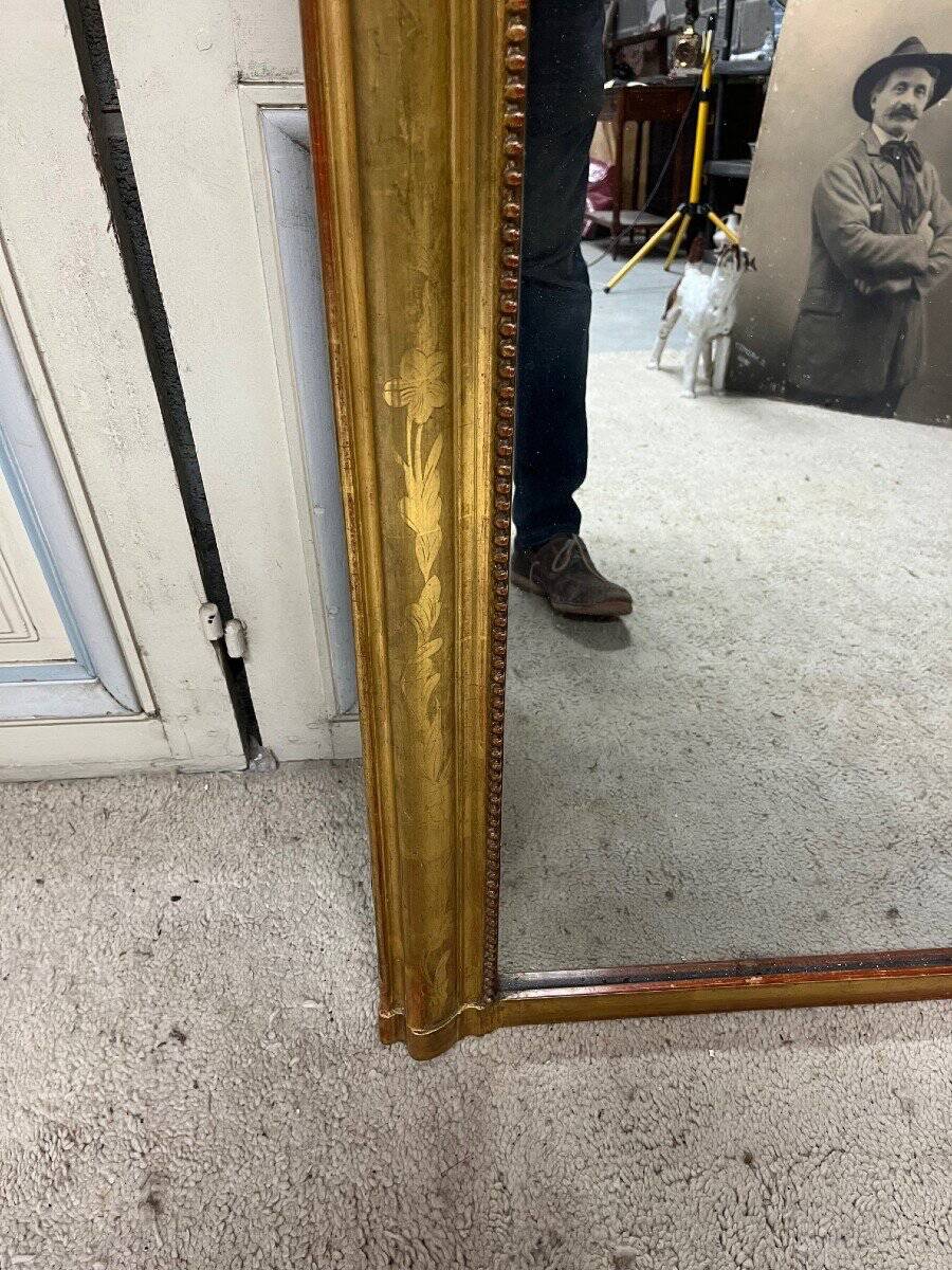 Large Louis Philippe Style Gilded Stucco Fireplace Mirror
