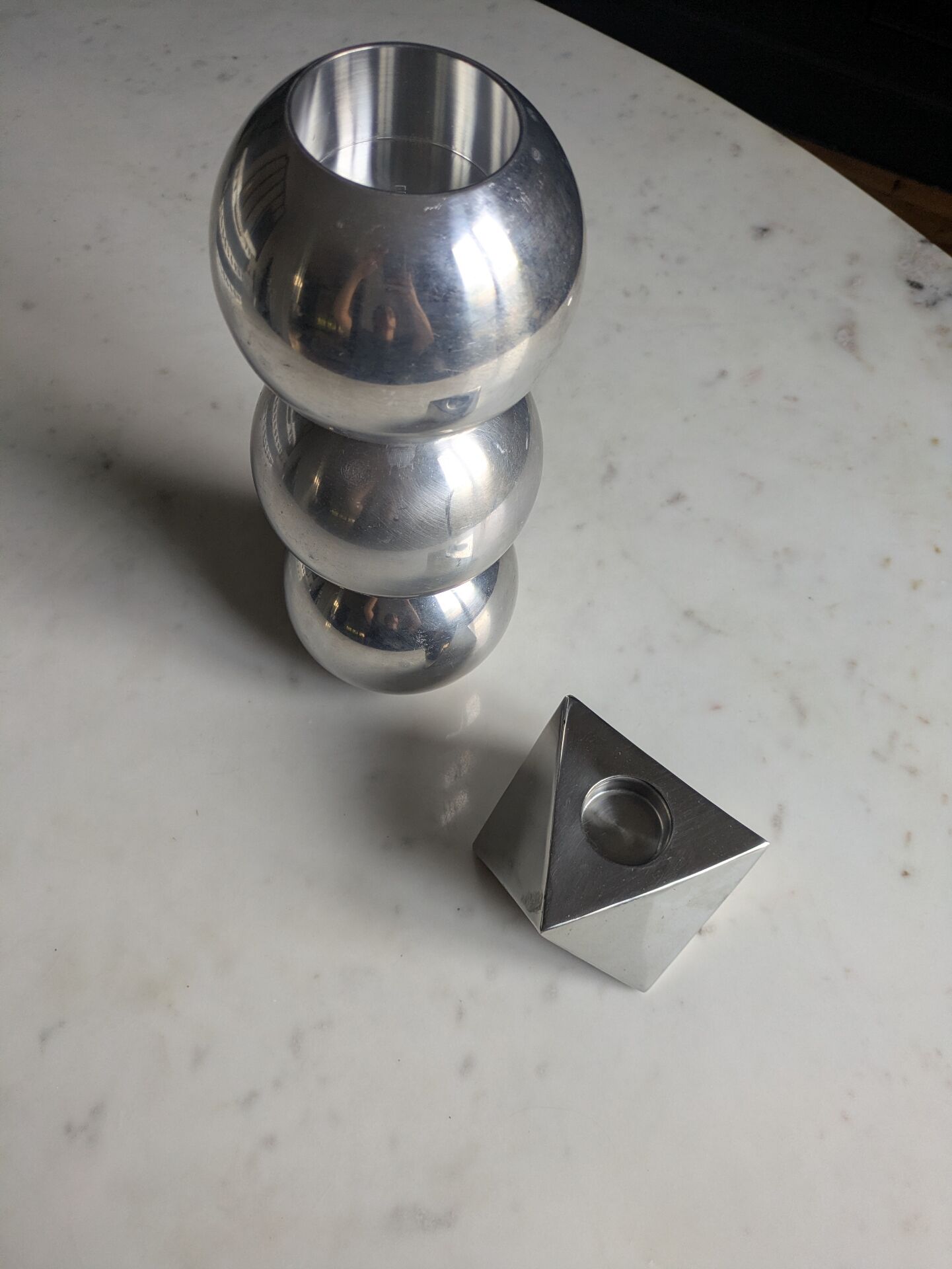 Set of vintage, collector and designer candle holders.