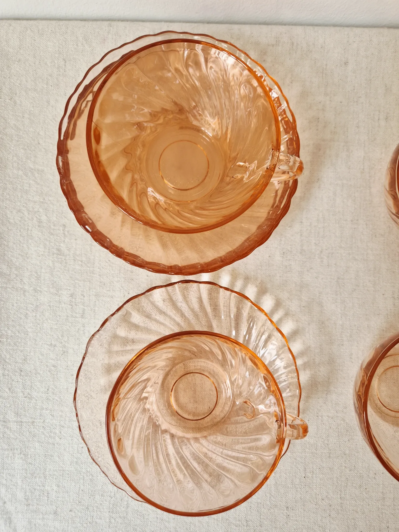Set of 6 Coffee Cups & Saucers "Rosaline" '70s - Arcoroc France