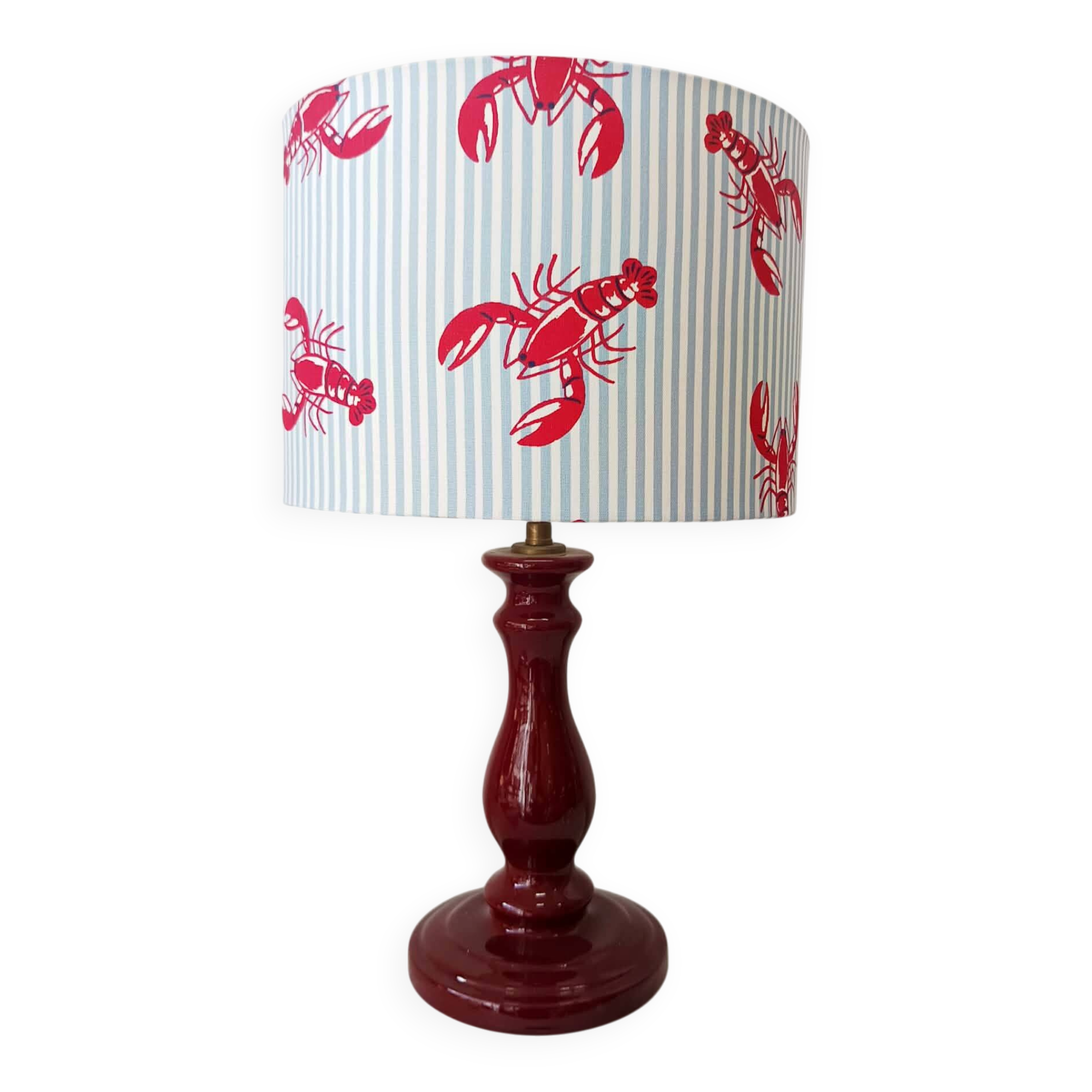 Lampe céramique abat-jour homard vintage