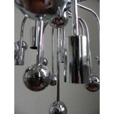 Suspension Sputnik vintage avec 9 points lumineux et 16 ampoules chromées